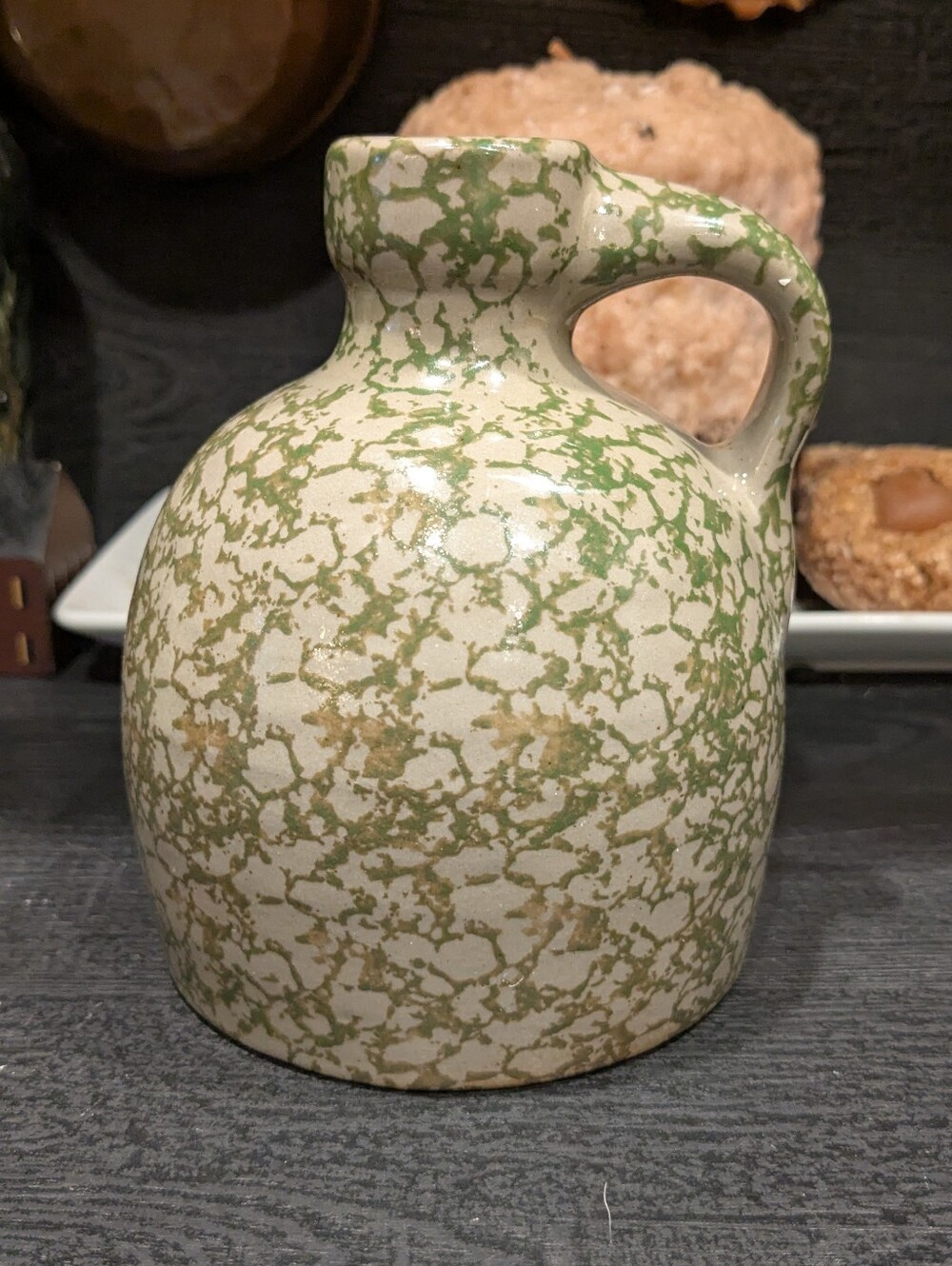 Beaumont Brothers Pottery Green Spongeware Salt Glaze Jug Pitcher BBP - Picture 2 of 5
